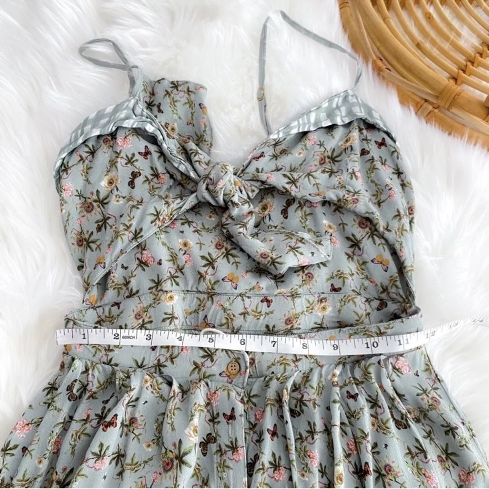 Agua Bendita Karen Midi Long Dress Seagreen Geen Floral Button Front Slit S - Picture 11 of 12